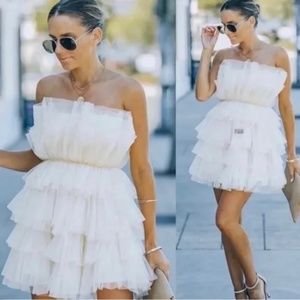 Strapless Tulle Mini Dress